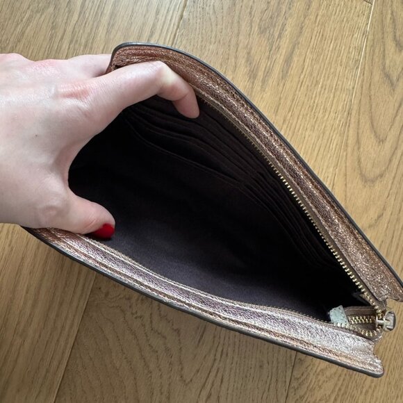 Coach Rose Gold Glitter Metallic Clutch F37563 - EUC - Picture 7 of 8